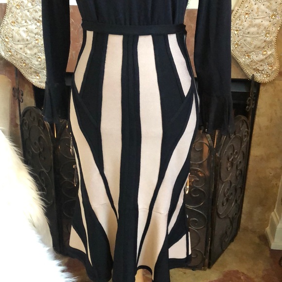 Herve Leger Black and Tan bodycon tulip skirt - Picture 3 of 6